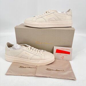 Men's Santoni Sneakers Beige 10 US, Double Buckle Trainers New In Box